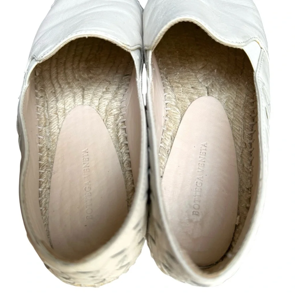 Bottega Veneta Intrecciato Woven Leather Espadrile Off White